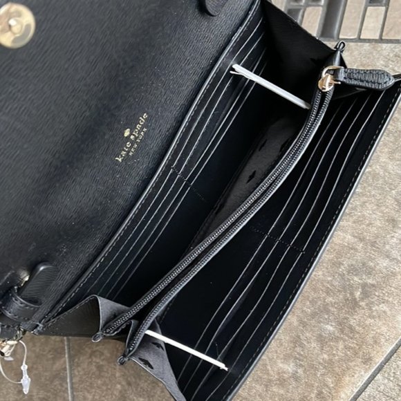 Kate Spade Chain Wallet Crossbody Clutch Black - Picture 8 of 16